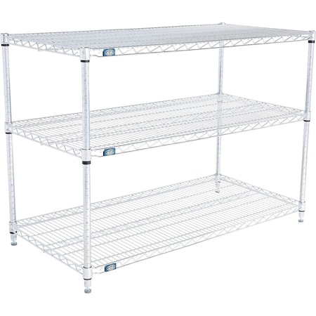 Nexel 3 Shelf, Chrome Wire Shelving Unit, Starter, 48inW x 24inD x 34inH B3124418